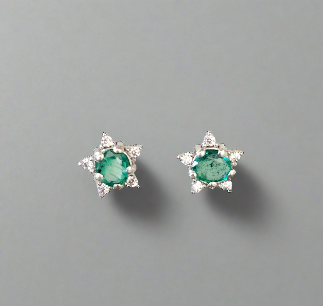 Studs Natural Emerald 3 carat studs