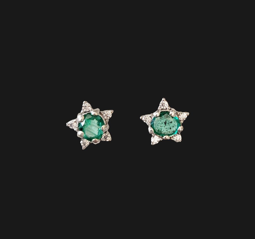 Studs Natural Emerald 3 carat studs