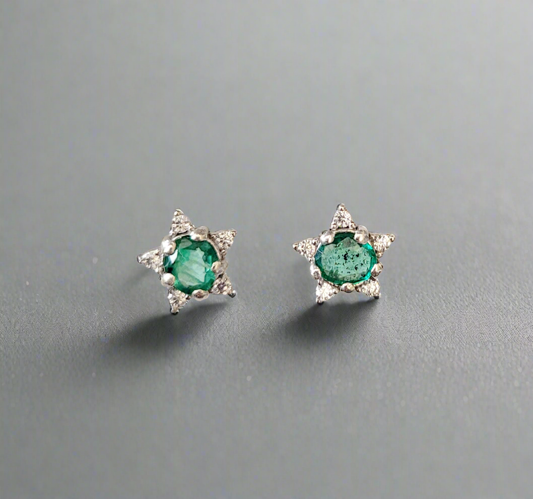 Studs Natural Emerald 3 carat studs