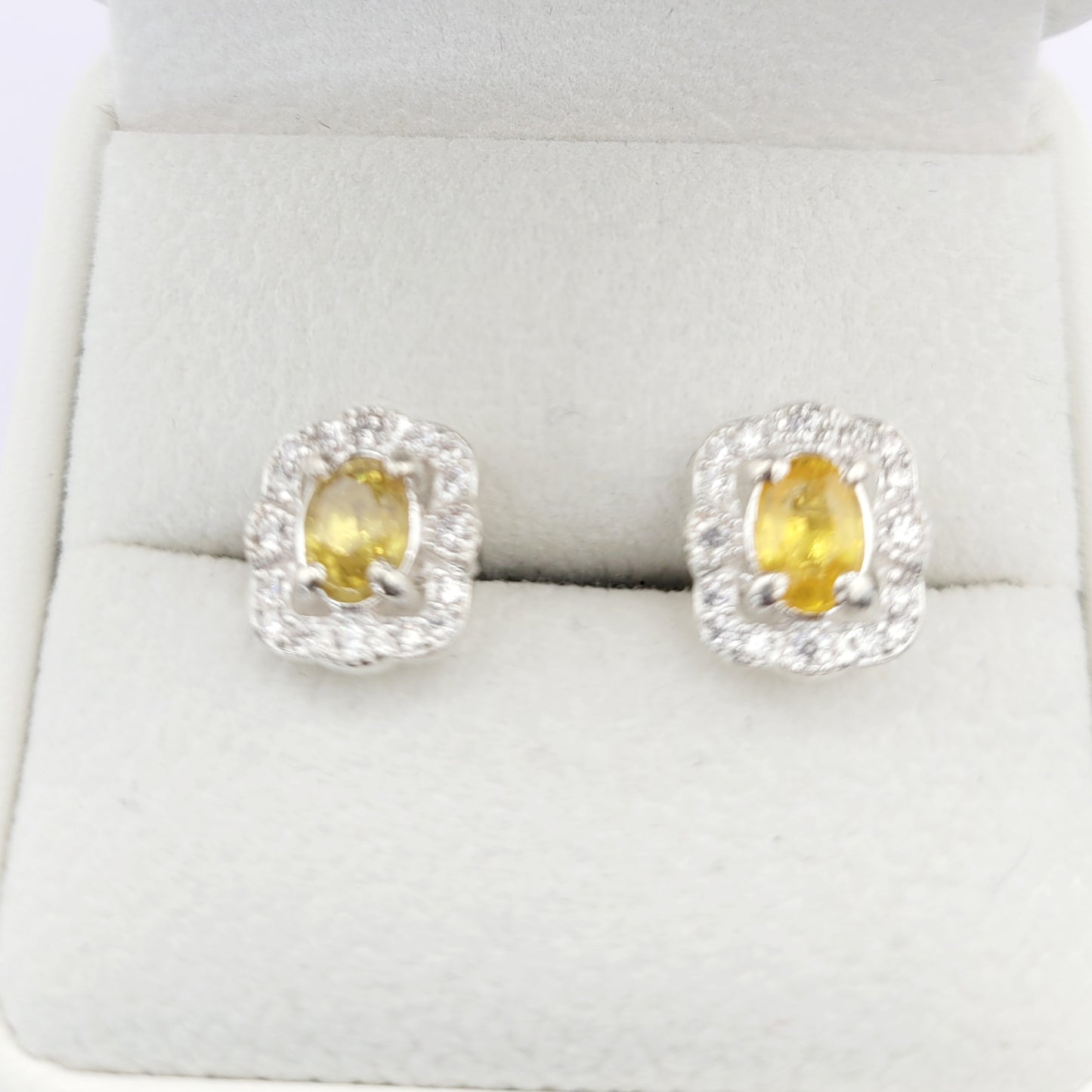 Natural Sapphire yellow ceylon silver 925 ear studs