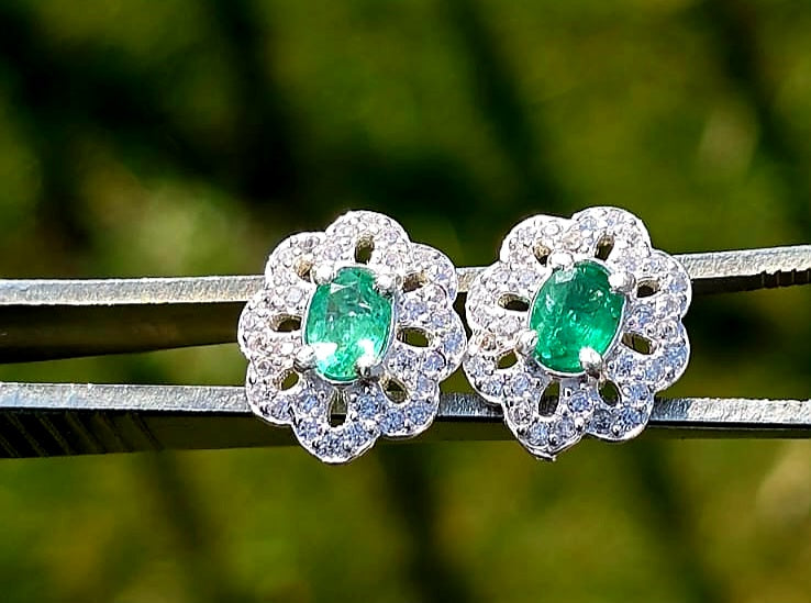 Stunning Natural Emerald 3 carat studs