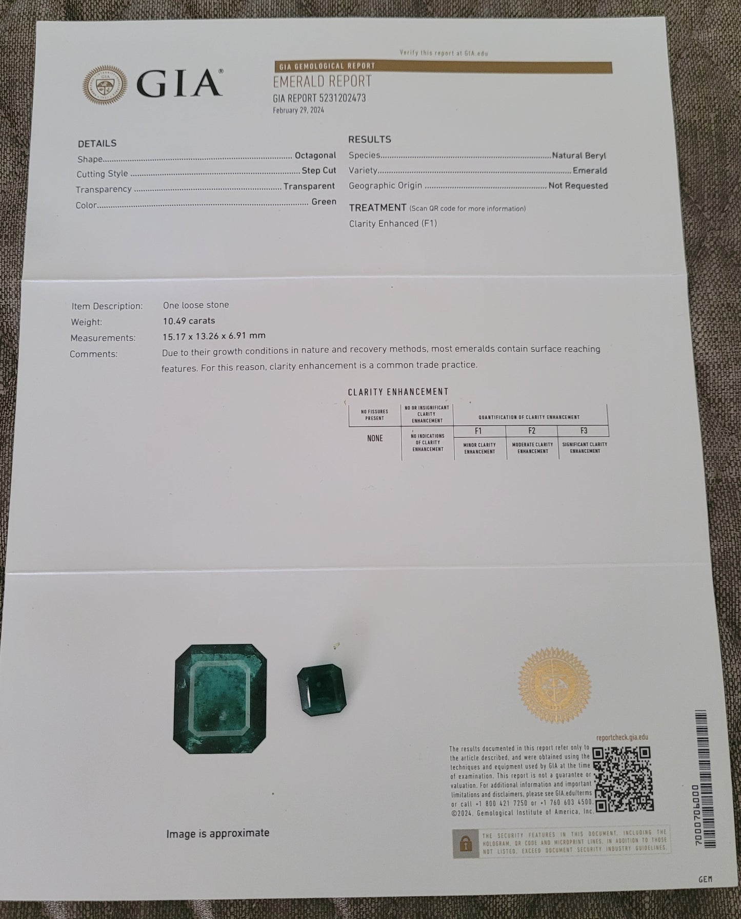 Émeraude 10,49 carats pierre précieuse en vrac